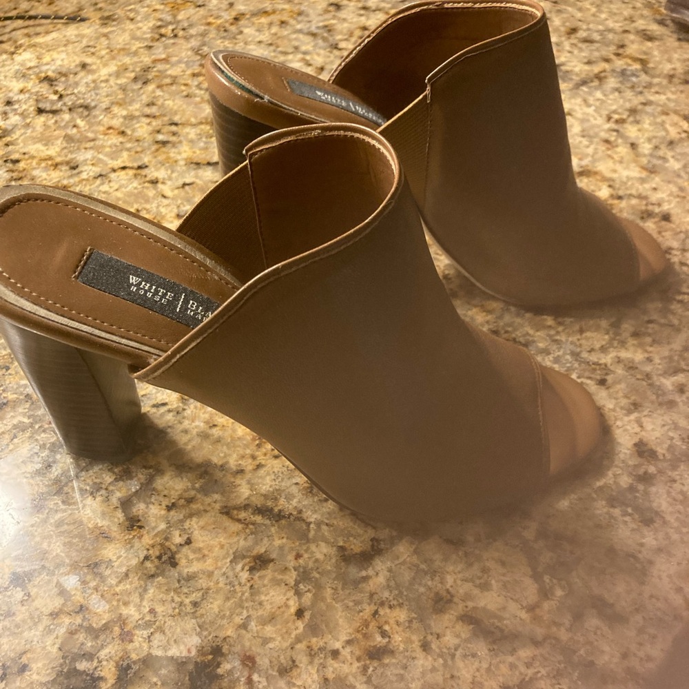 Slip on Leather brown high heels